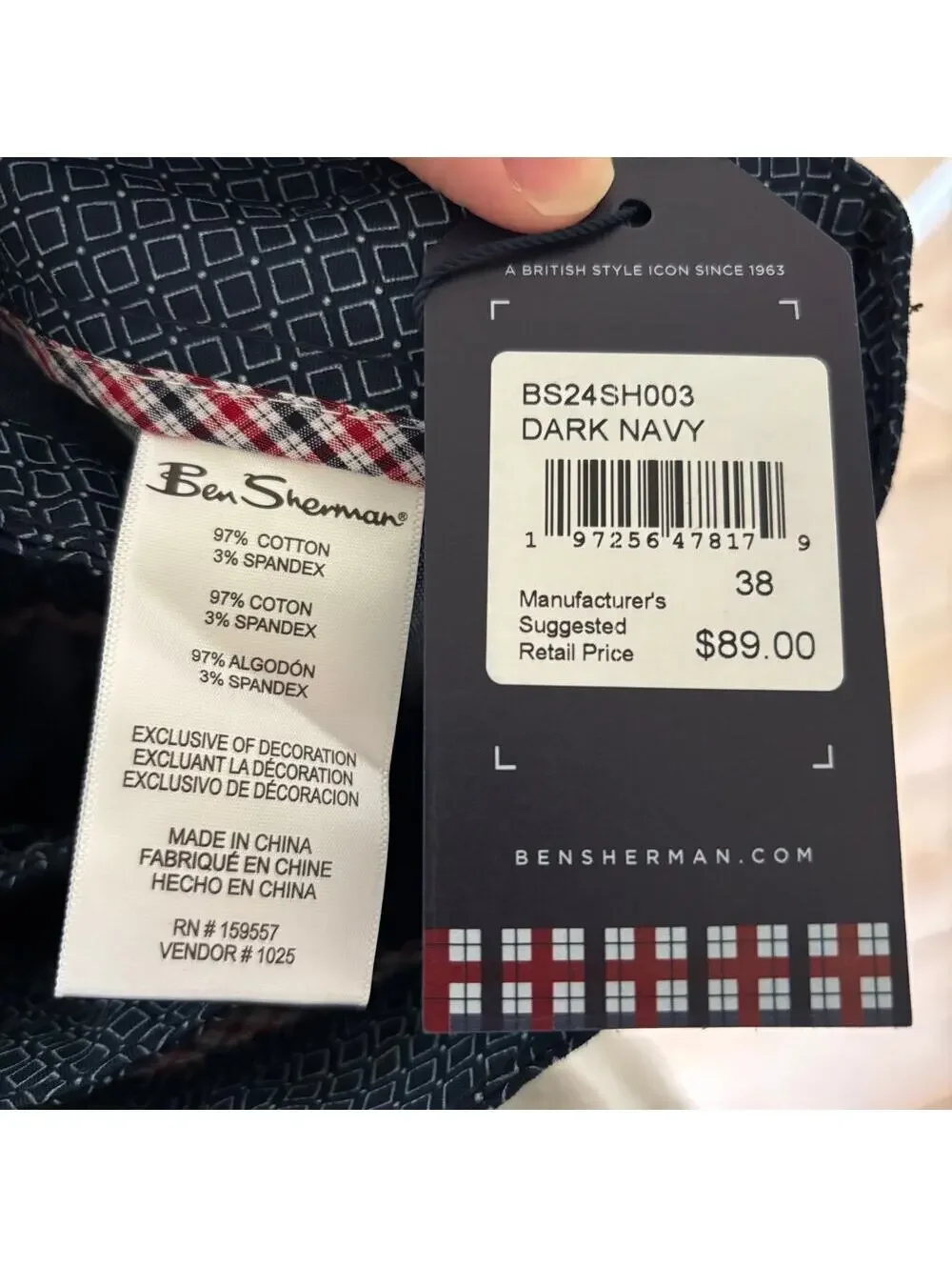 Ben Sherman The Original NWT Men's Regular Blue Golf Diamond Print Shorts 38W